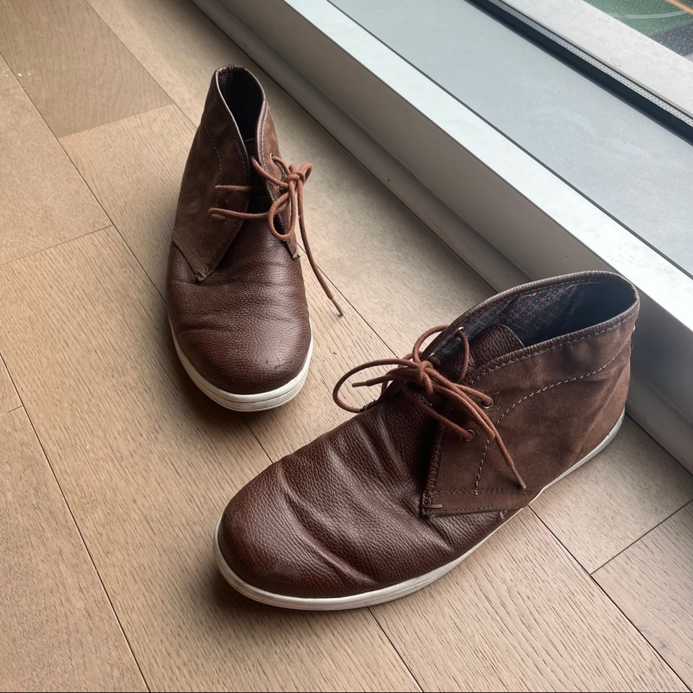 Men’s Brown Faux Leather & Suede Shoes